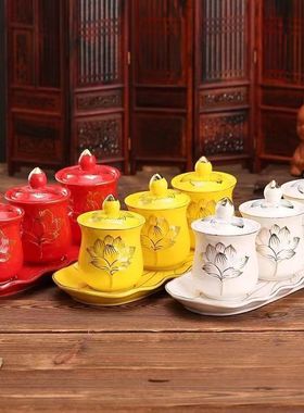 凤云飞陶瓷三连供水杯简约现代