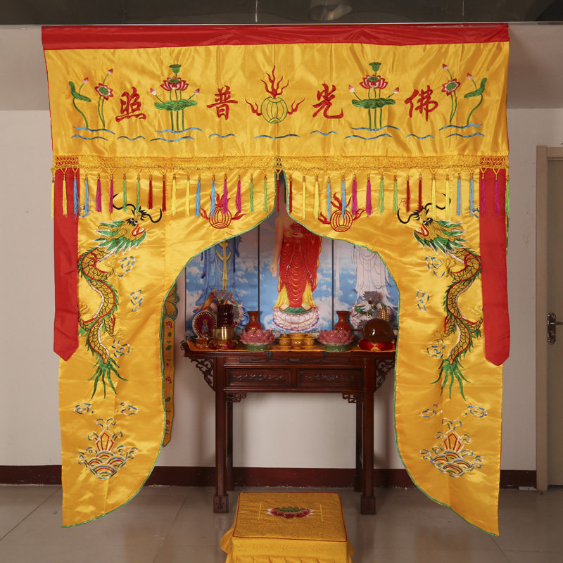 包邮龙门佛帐 1-4米佛门佛具用品佛堂装饰佛光普照帷幔绣品佛幡布