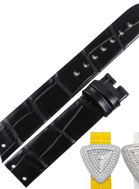 适配伯爵 三角形表盘密镶钻满天星G0A30087 G0A30110鳄鱼皮手表带