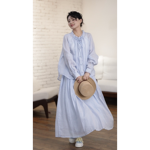 YIMIAN 仙气百搭松紧腰显瘦休闲双层大摆半身裙1053