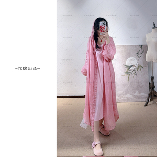 YIMIAN 时髦初夏清爽纯色少女感减龄连帽上衣29852 桃之夭夭