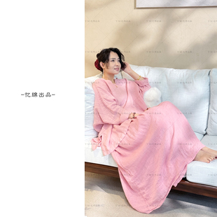 YIMIAN v领高级感松弛感亚麻宽松百搭上衣2624150 简约禅意时尚