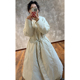 斜襟大扣子抽绳设计款 YIMIAN 高级长款 宽松保暖轻薄羽绒服225137