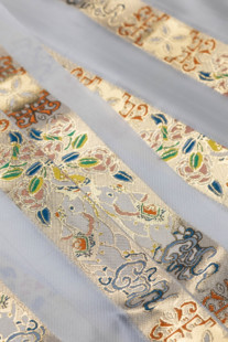 辅料对襟长衫 花开对象眉子明制汉服女装 短袄 面料现货 囿春