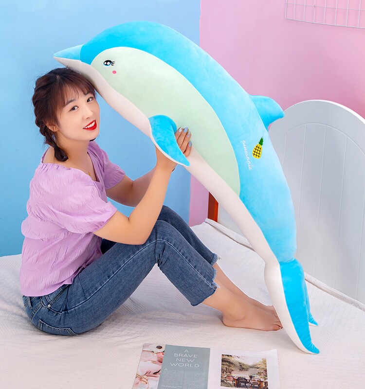 돌고래 플러시 장난감 걸레 인형 귀여운 잠자는 베개 인형 초대형 침대 인형 소녀 생일 선물