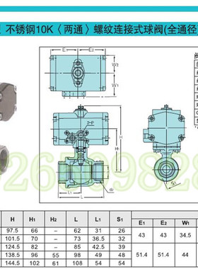 进口北泽C-UTFE不锈钢球阀气动螺纹全通径球阀 KITZ气动球阀DN32