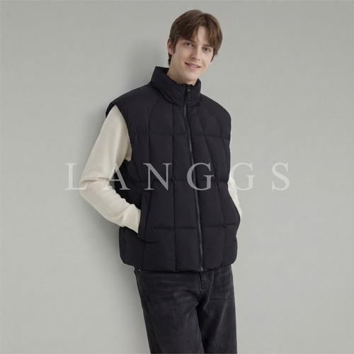LANGGS&鸣谷『八块腹肌』立体90白鸭绒立领羽绒背心马甲-25SW95