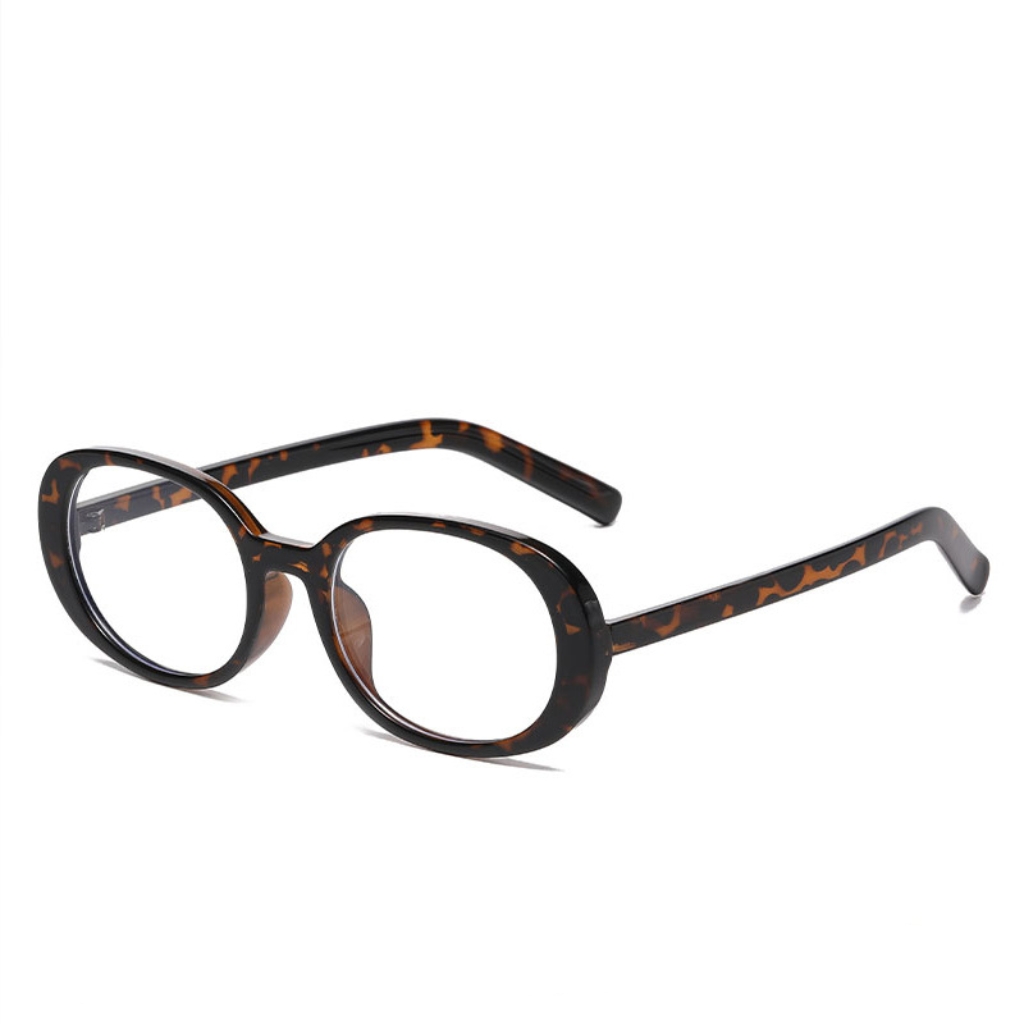 复古TR玳瑁色椭圆眼镜框女韩系配近视高度数文艺防蓝光平光镜架男