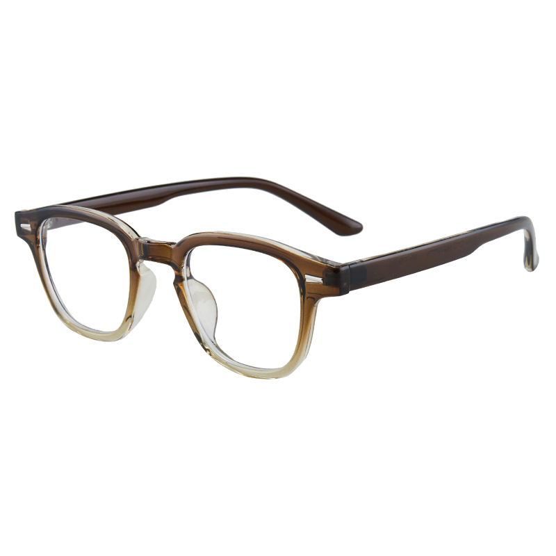 46mm复古渐茶色方框眼镜女素颜圆脸可配近视高度数防蓝光平光镜男