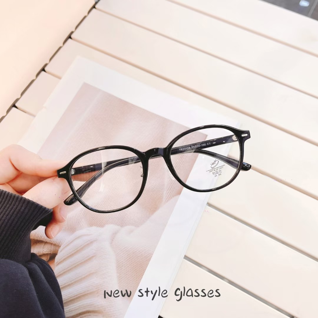 超轻TR90圆框带鼻托眼镜男女士近视可配有度数复古防蓝光全框眼镜