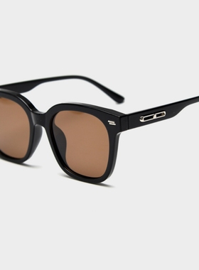 2024新款方形黑框茶色偏光太阳镜男UV400防紫外线防晒经典墨镜女