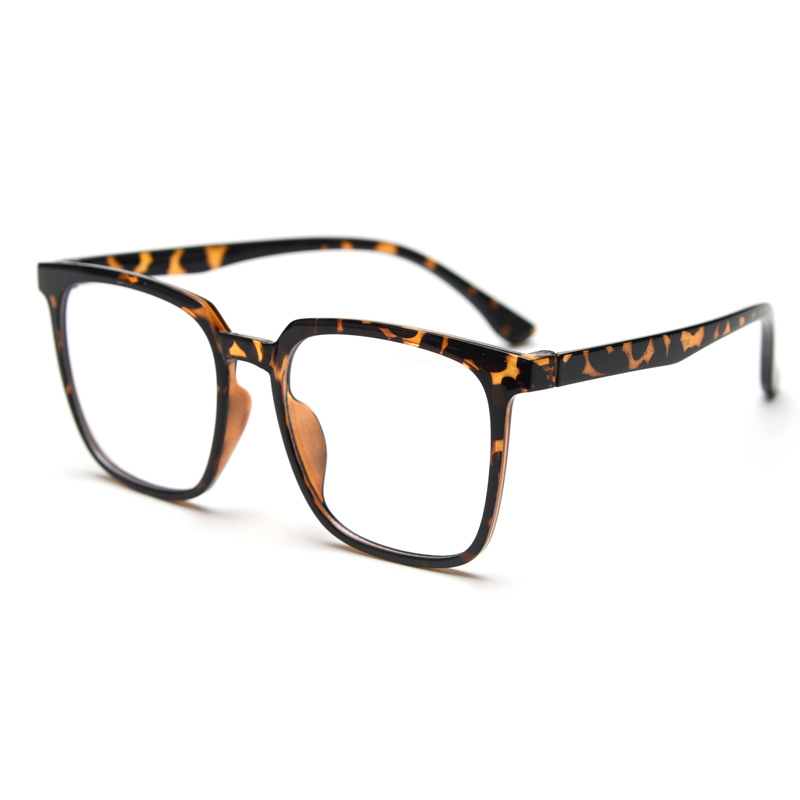 豹纹大框TR方形近视眼镜框男女素颜复古文艺防蓝光平光镜架配度数