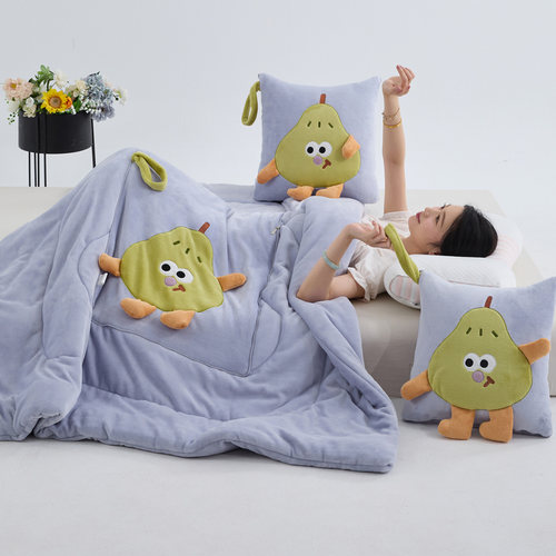 卡通牛奶绒加厚两用抱枕被子靠垫枕头被午休空调被汽车沙发午睡