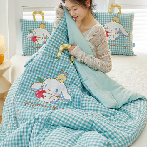 全棉卡通玉桂狗抱枕被子两用