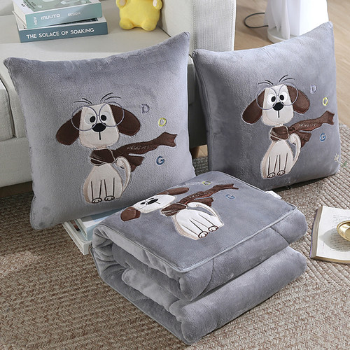 新款加厚双面卡通抱枕被子两用