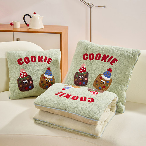 加厚加绒抱枕被子两用