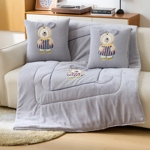 牛奶绒抱枕被子两用二合一加厚