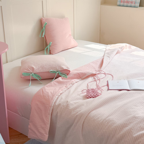 全棉条纹折叠两用抱枕被午休纯棉