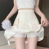 新中式 国风提花半身裙女夏季 高腰显瘦a字短裙子小个子百褶包臀裙