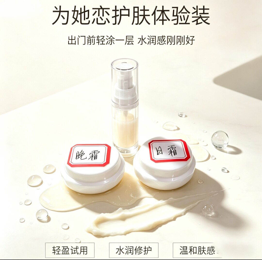 为她恋体验装鹿骨胶原肽青春亮颜三件套水乳精华液早晚霜小样试用