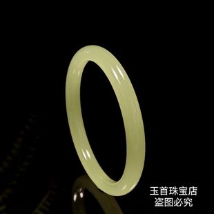 爆款和田色玉若羌黄口料细圆条手镯鸡油黄玉镯圆条美人镯女款百搭