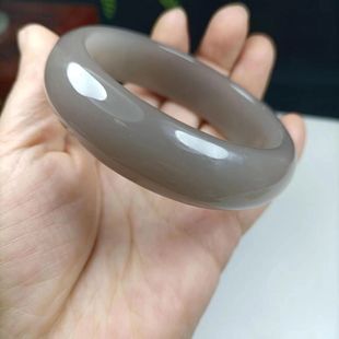 新款和田色烟紫手镯青海料冰烟紫色玉镯加宽玉石紫镯子百搭简约