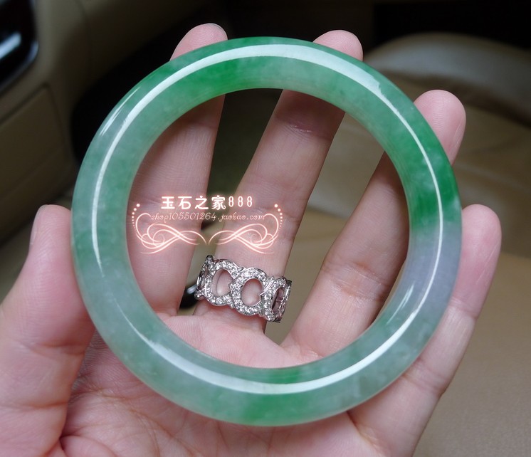 正品A货翡翠阳绿玉手镯缅甸冰种原石阳绿飘花圆条玉镯女款带证书