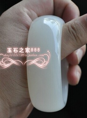 处理价和田色白色玉加宽加厚玉石手镯冰种轮胎米乳白色女款手镯