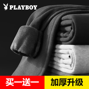 毛裤 加绒加厚棉裤 紧身含羊毛绒裤 打底秋裤 花花公子男士 冬季 保暖裤