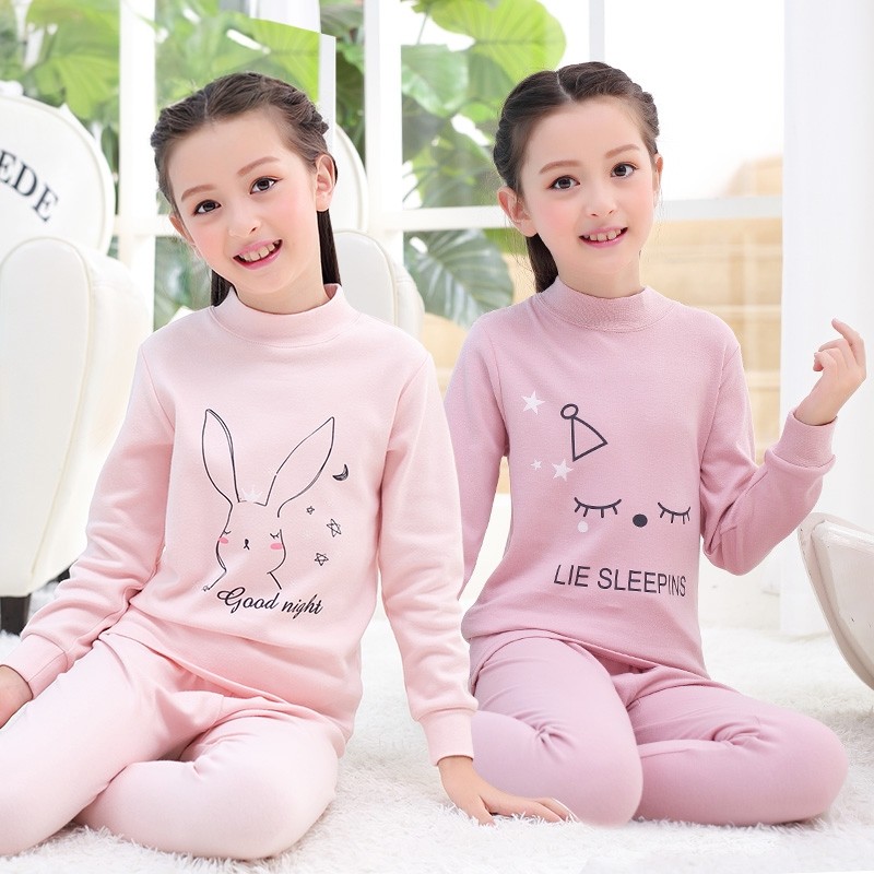 女童纯棉中领内衣套装儿童秋冬款半高领秋衣秋裤中大童女孩睡衣