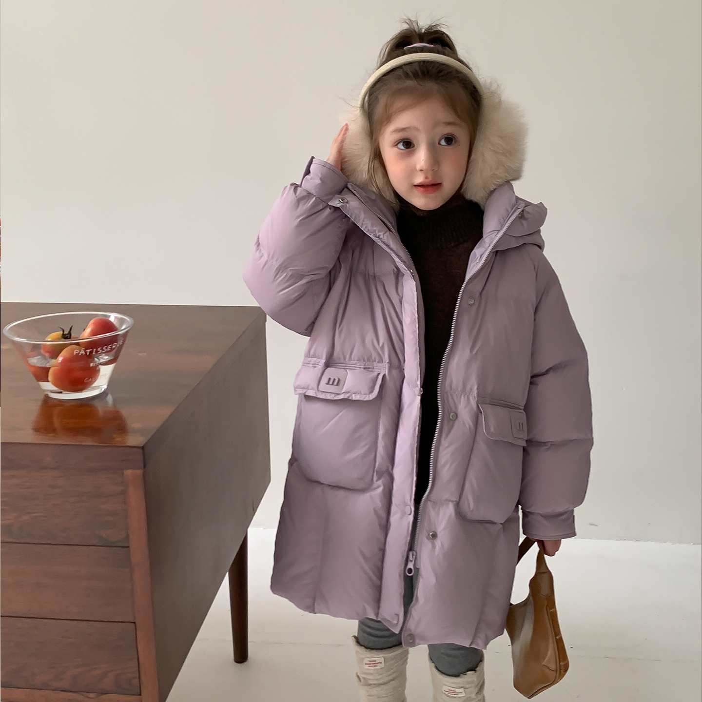 中长款女童加厚90绒防风保暖羽绒