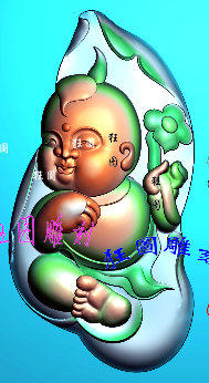 灰度图BMP浮雕图JDP白玉精雕图 H1833童子