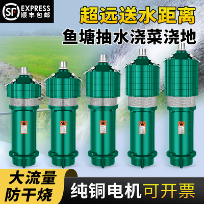 叶轮潜水泵高扬程大流量两相电灌溉220v农用深井抽水泵家用油浸式