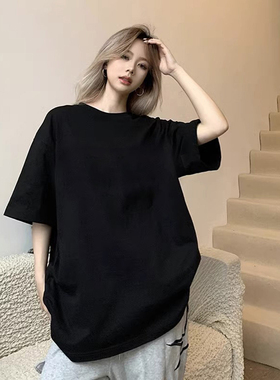 高克重磅黑色正肩t恤男款纯棉cleanfit美式短袖夏季内搭打底半袖