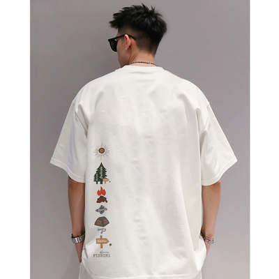 短袖t恤男纯棉美式痞帅潮流圆领