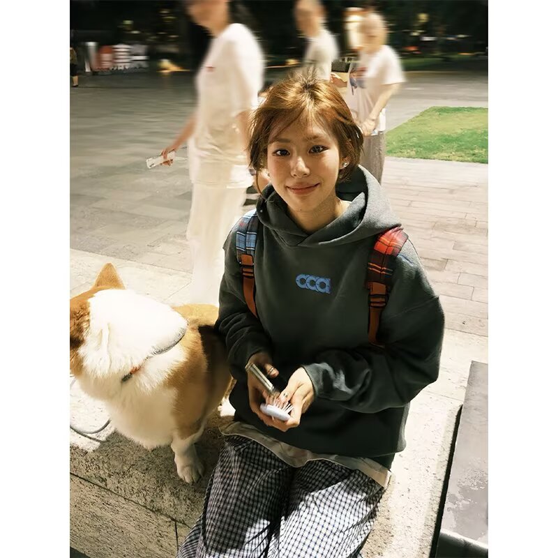 刺绣加绒卫衣男女款秋冬连帽衫