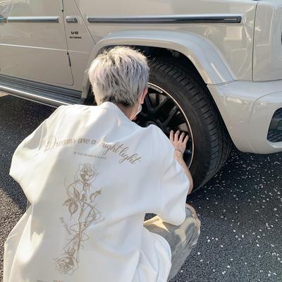 短袖t恤男玫瑰花潮流百搭宽松