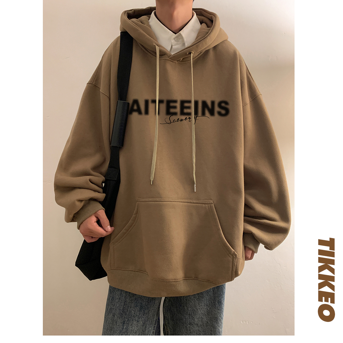 基础大众双层帽加绒厚卫衣男