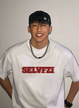 美式复古重磅潮牌纯棉正肩短袖T恤男生春夏新款宽松白色半袖上衣