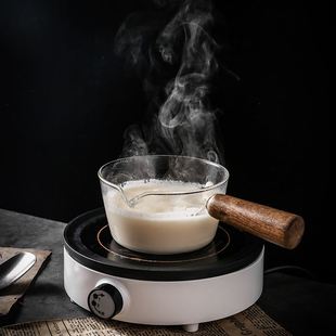 咖啡奶壶家用小奶锅辅食宝宝电陶炉加热牛奶锅 可明火玻璃奶锅日式