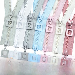 半高领拉链毛衣男女款专用羽绒服双头双开长拉锁8号树脂粗齿外套