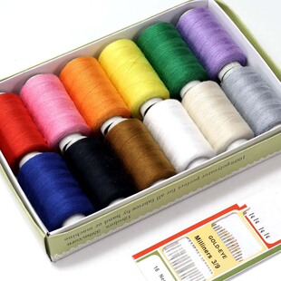 家用缝衣线盒装 衣服缝补DIY手工缝纫线 彩色手缝线小卷402线套装