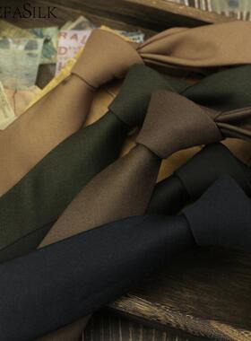 灰色棕色复古咖色黑色棉质领带手打韩版6CM 窄版纯色学院休闲百搭