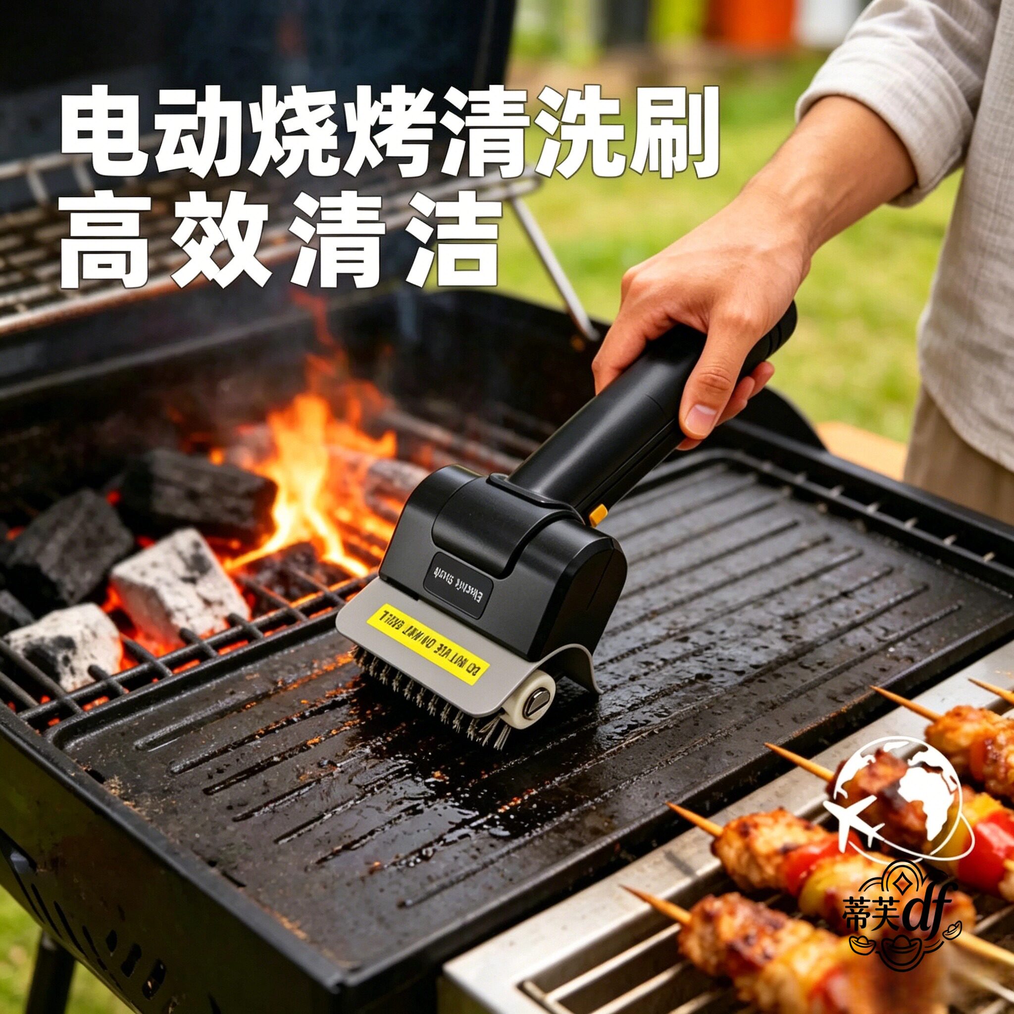电动烧烤刷烧烤架清洁刷2026新款户外便捷多功能可拆卸滚轮不锈钢图片