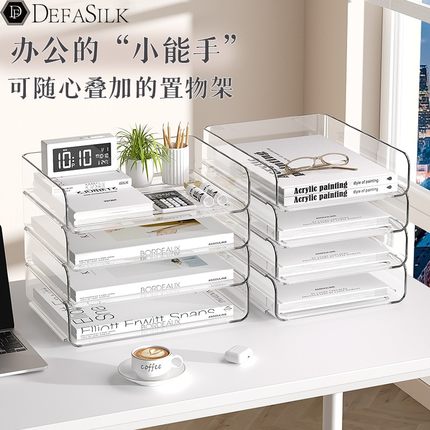 大学宿舍好物2025新款书桌透明置物架多功能可叠加桌上储物盒