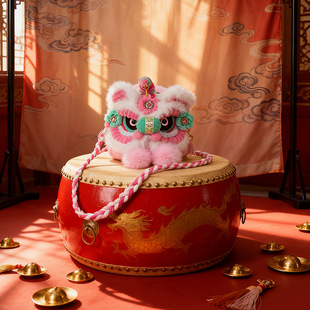 2026新年礼物醒狮包包毛绒玩偶儿童过年收压岁钱斜挎包新中式国风