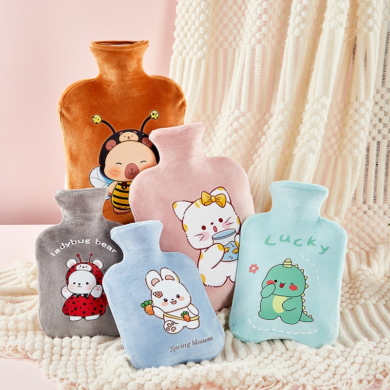 卡通毛绒热水袋注水大号暖水袋热敷灌水暖手宝暖肚子暖被窝暖水袋