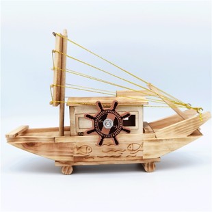 仿真木制一帆风顺音乐帆船木质玩具模型办公室工艺品家居摆件礼物
