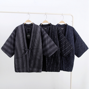 日式棉服夹棉外套全棉道袍半缠加厚宽松系绳开襟和风棉袄上装居家