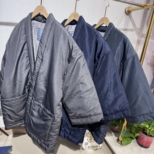 日单日式图腾加厚绒半缠宽松系绳印花开襟和风居家保暖棉衣家居服